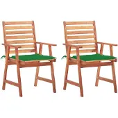 vidaXL Tuinstoelen 2 st met kussens massief acaciahout