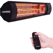 Vonroc Terrasverwarmer – Elektrisch, Low Glare & 2 Warmtestanden – 2000 W – 75 x 20 x 18 cm – Zwart