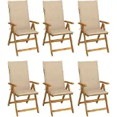 vidaXL Tuinstoelen 6 st inklapbaar met kussens massief acaciahout