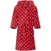 Playshoes fleece badjas Dots met stip dessin rood/wit Stip - maat 146/152