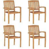 vidaXL Tuinstoelen stapelbaar 4 st massief teakhout