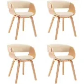 vidaXL Eetkamerstoelen 4 st gebogen hout en kunstleer crèmekleurig