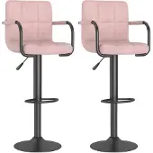 vidaXL Barkrukken, 2 stuks, roze fluweel
