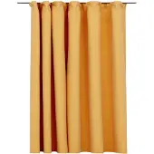 vidaXL Gordijn linnen-look verduisterend met haken 290x245 cm geel