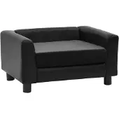 vidaXL Hondenbank 60x43x30 cm pluche en kunstleer zwart