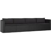 vidaXL 4-delige Loungeset met kussens poly rattan zwart