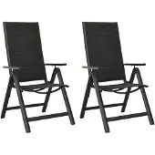 vidaXL Tuinstoelen 2 st inklapbaar textileen aluminium zwart