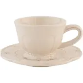 Clayre & Eef Cremekleurige Kop en schotel Ø 15*7 cm / 150 ml 6CE0263