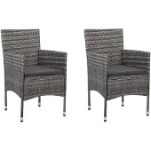 vidaXL Chaises à manger de jardin lot de 2 Résine tressée Gris46180