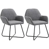 vidaXL Eetkamerstoelen 2 st stof donkergrijs