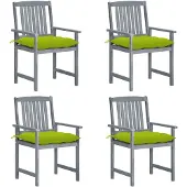 vidaXL Tuinstoelen 4 st met kussens massief acaciahout grijs