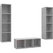 vidaXL 3-delige Tv-meubelset bewerkt hout betongrijs
