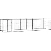 vidaXL Hondenkennel met dak 16,94 m² staal