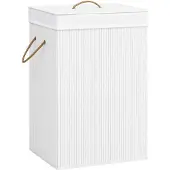vidaXL Wasmand met 2 vakken 72 L bamboe wit