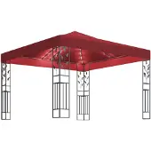 vidaXL Paviljoen met LED-lichtketting, 3x3 meter, bordeauxrood