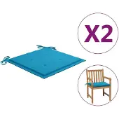 vidaXL Tuinstoelkussens 2 st 50x50x4 cm stof blauw