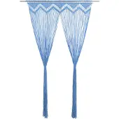 vidaXL Gordijn macramé 140x240 cm katoen blauw