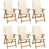 vidaXL Tuinstoelen 6 st inklapbaar met kussens massief acaciahout