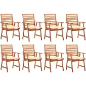 vidaXL Tuinstoelen 8 st met kussens massief acaciahout