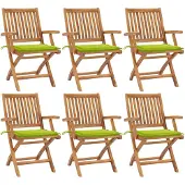 vidaXL Tuinstoelen 6 st inklapbaar met kussens massief teakhout