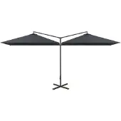 vidaXL Parasol dubbel met stalen paal 600x300 cm antracietkleurig