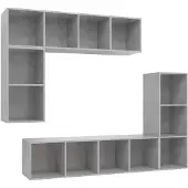 vidaXL 4-delige Tv-meubelset bewerkt hout betongrijs