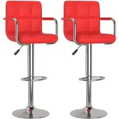 vidaXL Barstoelen 2 st kunstleer rood
