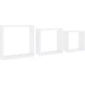 vidaXL Wandschappen kubus 3 st MDF wit