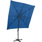 vidaXL Parasol 4-laags met aluminium paal 250x250 cm azuurblauw