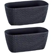 Prosperplast 2x Kunststof splofy plantenbak/bloembak antraciet 30 cm - Plantenbakken
