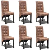 vidaXL Eetkamerstoelen gecapitonneerd bruin 6 st online kopen