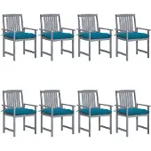 vidaXL Tuinstoelen 8 st met kussens massief acaciahout grijs