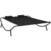 vidaXL Loungebed stof zwart