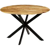 vidaXL Eettafel 120x77 cm massief ruw mangohout en staal