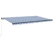 vidaXL Luifel handmatig uittrekbaar met LED 500x300 cm blauw en wit