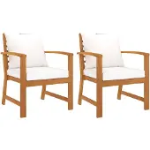 vidaXL Tuinstoelen 2 st met crèmekleurig kussen massief acaciahout