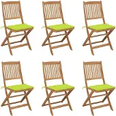 vidaXL Tuinstoelen 6 st inklapbaar met kussens massief acaciahout