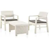 vidaXL - 3-delige - Loungeset - kunststof - wit