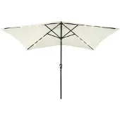 vidaXL Parasol met LED's en stalen paal 2x3 m zandkleurig