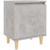 vidaXL Nachtkastje met massief houten poten 40x30x50 cm betongrijs