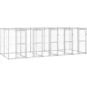 vidaXL Hondenkennel 12,1 m² gegalvaniseerd staal