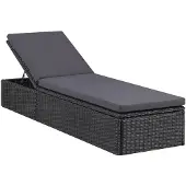 vidaXL Ligbed poly rattan zwart en donkergrijs