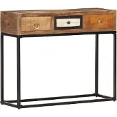 vidaXL Wandtafel 90x30x75 cm massief gerecycled hout goudkleurig