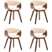 vidaXL Eetkamerstoelen 4 st gebogen hout en kunstleer crèmekleurig