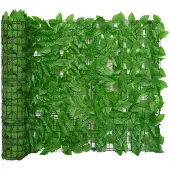 vidaXL Balkonscherm met groene bladeren 300x100 cm