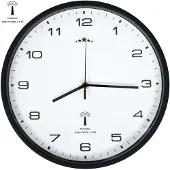 vidaXL Wandklok met quartz uurwerk radiogestuurd 31 cm wit en zwart