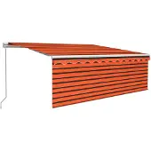 vidaXL Luifel handmatig uittrekbaar rolgordijn LED 4,5x3m oranje bruin