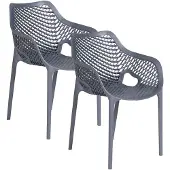 Garden Impressions Air XL kunststof tuinstoel - donker grijs - 2 stuks