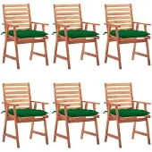vidaXL Tuinstoelen 6 st met kussens massief acaciahout