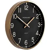 Thomas Kent Clocksmith S Rond 30 Brons Goud Zwart Wandklok Staal RVS